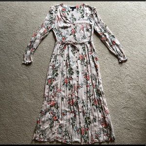 New Look Pink Floral Kimono Long Maxi Belted Dress Duster Pink Multi Long Sleeve